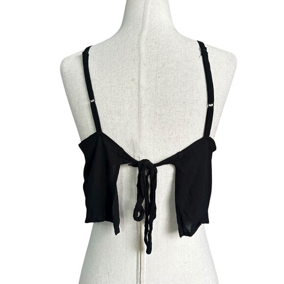 Express Black Tie Bow Sleeveless Crop Top Women's Size Medium | 25-13-2 - Picture 2 of 5